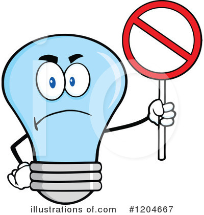 Royalty-Free (RF) Blue Light Bulb Clipart Illustration by Hit Toon - Stock Sample #1204667