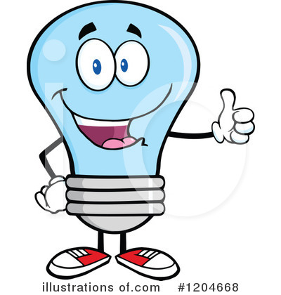 Royalty-Free (RF) Blue Light Bulb Clipart Illustration by Hit Toon - Stock Sample #1204668