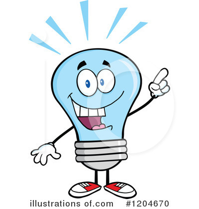 Royalty-Free (RF) Blue Light Bulb Clipart Illustration by Hit Toon - Stock Sample #1204670