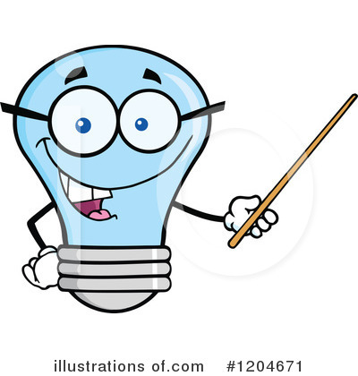 Royalty-Free (RF) Blue Light Bulb Clipart Illustration by Hit Toon - Stock Sample #1204671