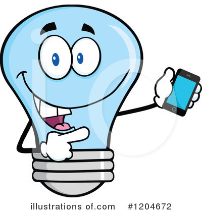 Royalty-Free (RF) Blue Light Bulb Clipart Illustration by Hit Toon - Stock Sample #1204672