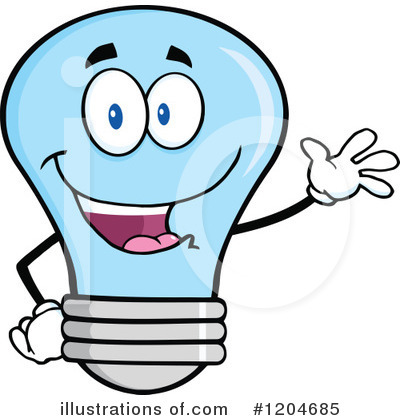 Royalty-Free (RF) Blue Light Bulb Clipart Illustration by Hit Toon - Stock Sample #1204685