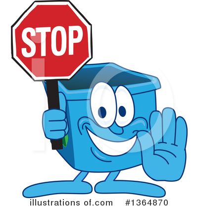 Royalty-Free (RF) Blue Recycle Bin Character Clipart Illustration by Mascot Junction - Stock Sample #1364870