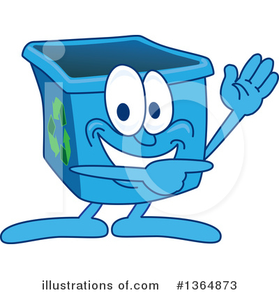 Blue Recycle Bin Character Clipart #1364873 by Mascot Junction