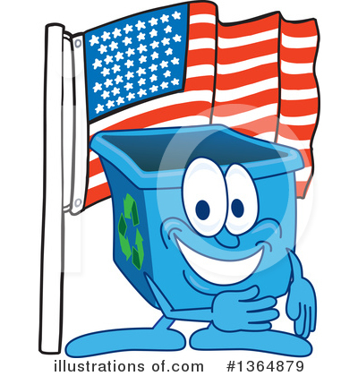Blue Recycle Bin Character Clipart #1364879 by Mascot Junction