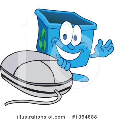 Royalty-Free (RF) Blue Recycle Bin Character Clipart Illustration by Mascot Junction - Stock Sample #1364888