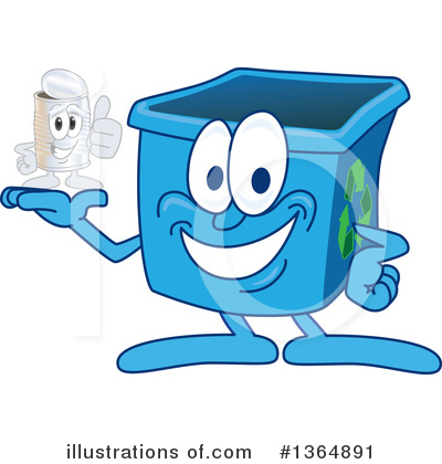 Royalty-Free (RF) Blue Recycle Bin Character Clipart Illustration by Mascot Junction - Stock Sample #1364891