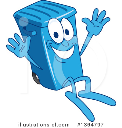 Royalty-Free (RF) Blue Trash Can Clipart Illustration by Mascot Junction - Stock Sample #1364797