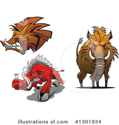 Royalty-Free (RF) Boar Clipart Illustration by Vector Tradition SM - Stock Sample #1301934