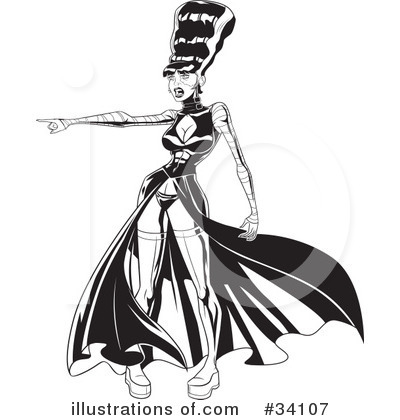 Royalty-Free (RF) Bride Of Frankenstein Clipart Illustration by Lawrence Christmas Illustration - Stock Sample #34107