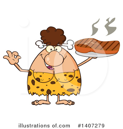 Royalty-Free (RF) Brunette Cave Woman Clipart Illustration by Hit Toon - Stock Sample #1407279
