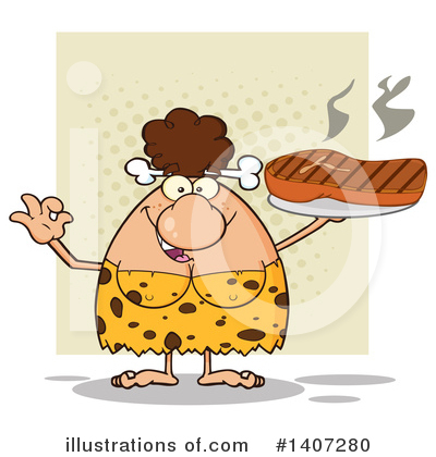Royalty-Free (RF) Brunette Cave Woman Clipart Illustration by Hit Toon - Stock Sample #1407280