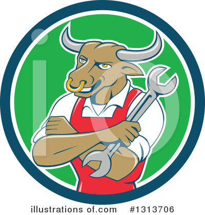 Royalty-Free (RF) Bull Clipart Illustration by patrimonio - Stock Sample #1313706