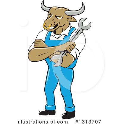 Royalty-Free (RF) Bull Clipart Illustration by patrimonio - Stock Sample #1313707