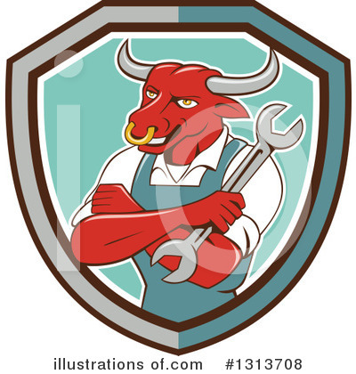 Royalty-Free (RF) Bull Clipart Illustration by patrimonio - Stock Sample #1313708