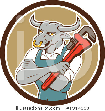 Royalty-Free (RF) Bull Clipart Illustration by patrimonio - Stock Sample #1314330