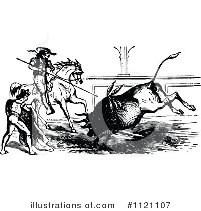 Bullfighting Clipart #1121107 by Prawny Vintage