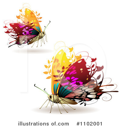 Royalty-Free (RF) Butterfly Clipart Illustration by merlinul - Stock Sample #1102001