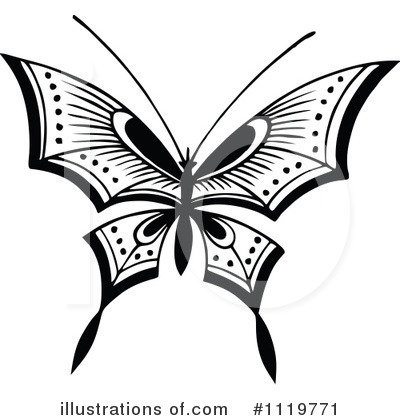Royalty-Free (RF) Butterfly Clipart Illustration by Prawny Vintage - Stock Sample #1119771