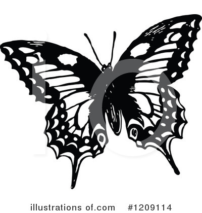Royalty-Free (RF) Butterfly Clipart Illustration by Prawny Vintage - Stock Sample #1209114