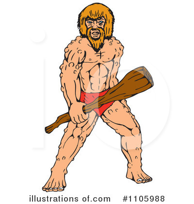 Royalty-Free (RF) Caveman Clipart Illustration by patrimonio - Stock Sample #1105988