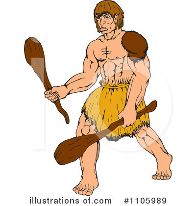Royalty-Free (RF) Caveman Clipart Illustration by patrimonio - Stock Sample #1105989