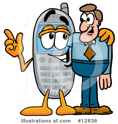Royalty-Free (RF) Cell Phone Character Clipart Illustration by Mascot Junction - Stock Sample #12836