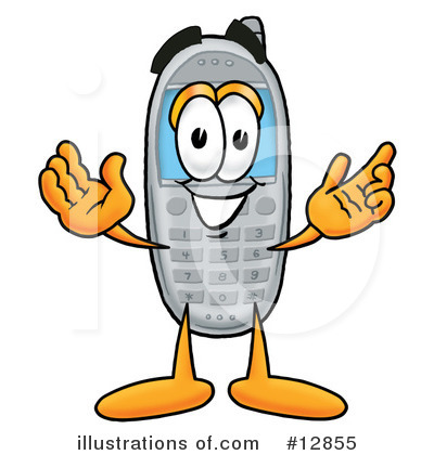 Royalty-Free (RF) Cell Phone Character Clipart Illustration by Mascot Junction - Stock Sample #12855