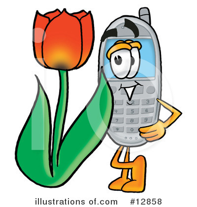 Royalty-Free (RF) Cell Phone Character Clipart Illustration by Mascot Junction - Stock Sample #12858