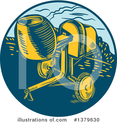 Cement Mixer Clipart #1379630 by patrimonio