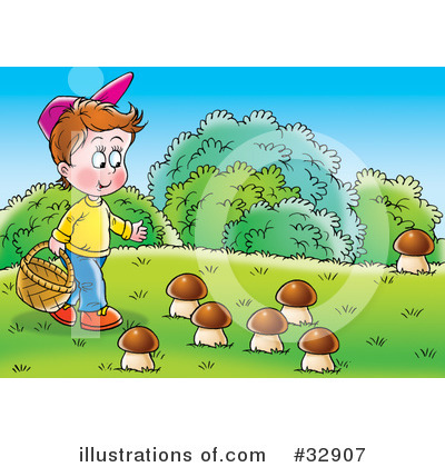 Picking Mushrooms Clipart #32907 by Alex Bannykh