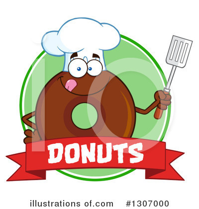 Royalty-Free (RF) Chocolate Donut Character Clipart Illustration by Hit Toon - Stock Sample #1307000