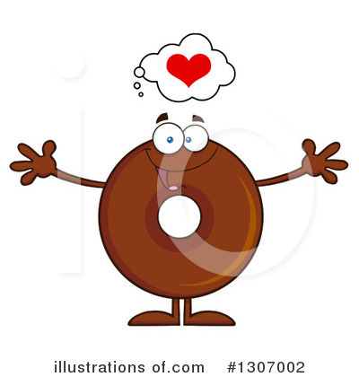 Royalty-Free (RF) Chocolate Donut Character Clipart Illustration by Hit Toon - Stock Sample #1307002