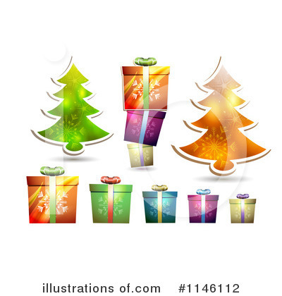 Royalty-Free (RF) Christmas Gifts Clipart Illustration by merlinul - Stock Sample #1146112