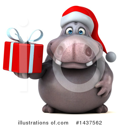 Royalty-Free (RF) Christmas Hippo Clipart Illustration by Julos - Stock Sample #1437562