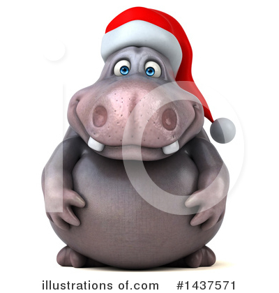 Royalty-Free (RF) Christmas Hippo Clipart Illustration by Julos - Stock Sample #1437571
