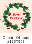 Christmas Wreath Clipart #1367908 by Vector Tradition SM