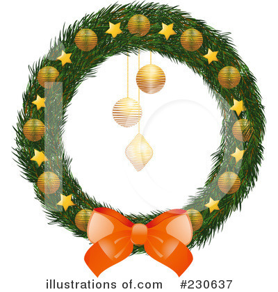 Royalty-Free (RF) Christmas Wreath Clipart Illustration by elaineitalia - Stock Sample #230637