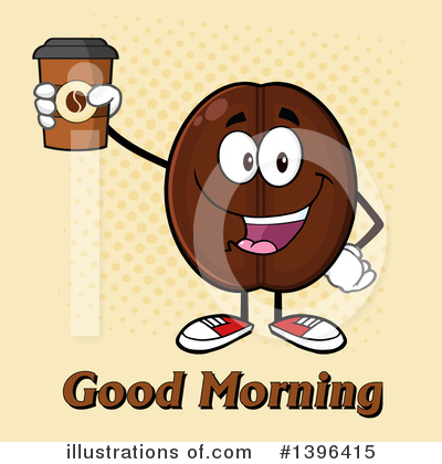 Royalty-Free (RF) Coffee Bean Character Clipart Illustration by Hit Toon - Stock Sample #1396415