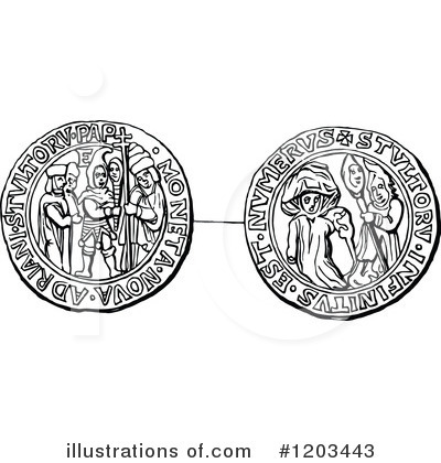 Royalty-Free (RF) Coin Clipart Illustration by Prawny Vintage - Stock Sample #1203443