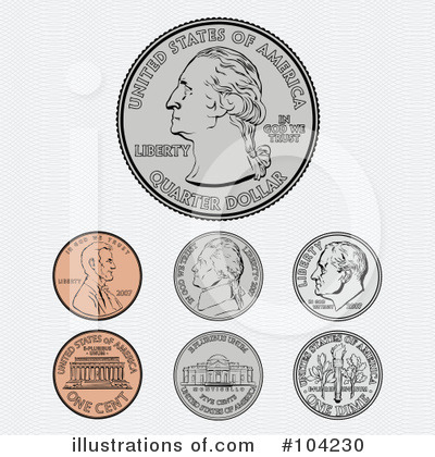Royalty-Free (RF) Coins Clipart Illustration by BestVector - Stock Sample #104230