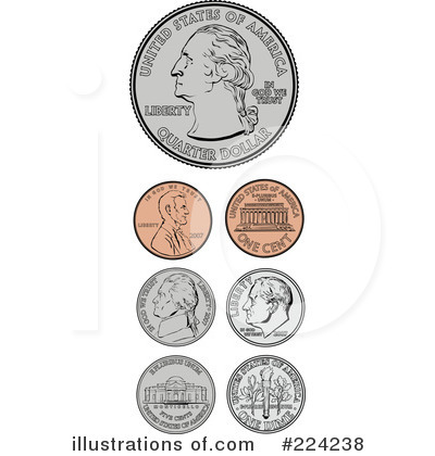 Royalty-Free (RF) Coins Clipart Illustration by BestVector - Stock Sample #224238