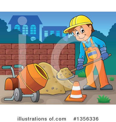 Royalty-Free (RF) Construction Worker Clipart Illustration by visekart - Stock Sample #1356336