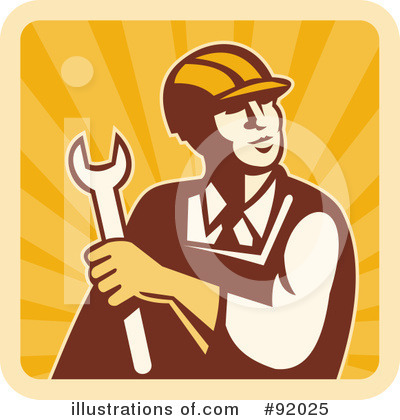 Royalty-Free (RF) Construction Worker Clipart Illustration by patrimonio - Stock Sample #92025