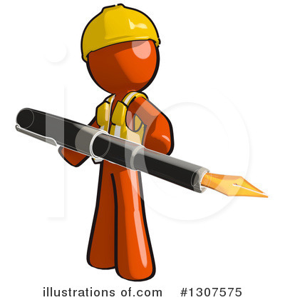 Royalty-Free (RF) Contractor Orange Man Clipart Illustration by Leo Blanchette - Stock Sample #1307575