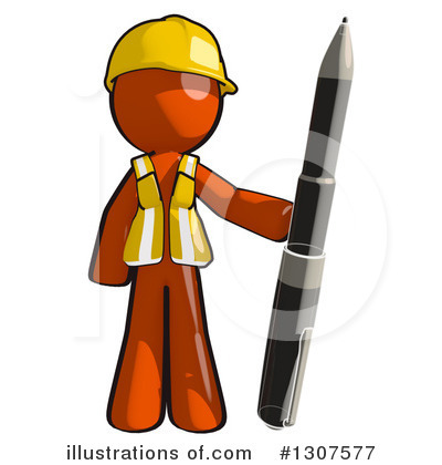 Royalty-Free (RF) Contractor Orange Man Clipart Illustration by Leo Blanchette - Stock Sample #1307577