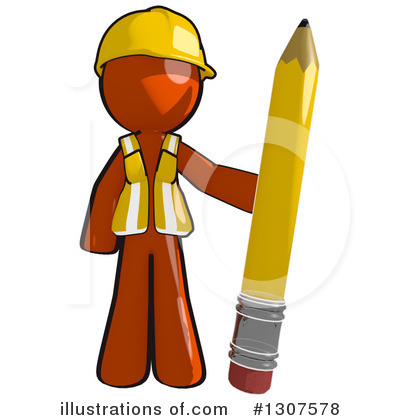 Royalty-Free (RF) Contractor Orange Man Clipart Illustration by Leo Blanchette - Stock Sample #1307578