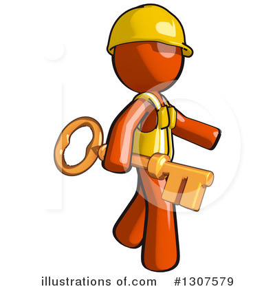 Royalty-Free (RF) Contractor Orange Man Clipart Illustration by Leo Blanchette - Stock Sample #1307579