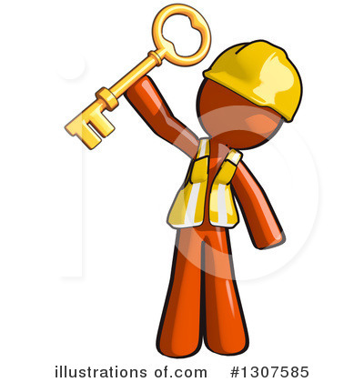 Royalty-Free (RF) Contractor Orange Man Clipart Illustration by Leo Blanchette - Stock Sample #1307585