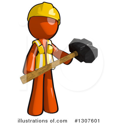 Royalty-Free (RF) Contractor Orange Man Clipart Illustration by Leo Blanchette - Stock Sample #1307601